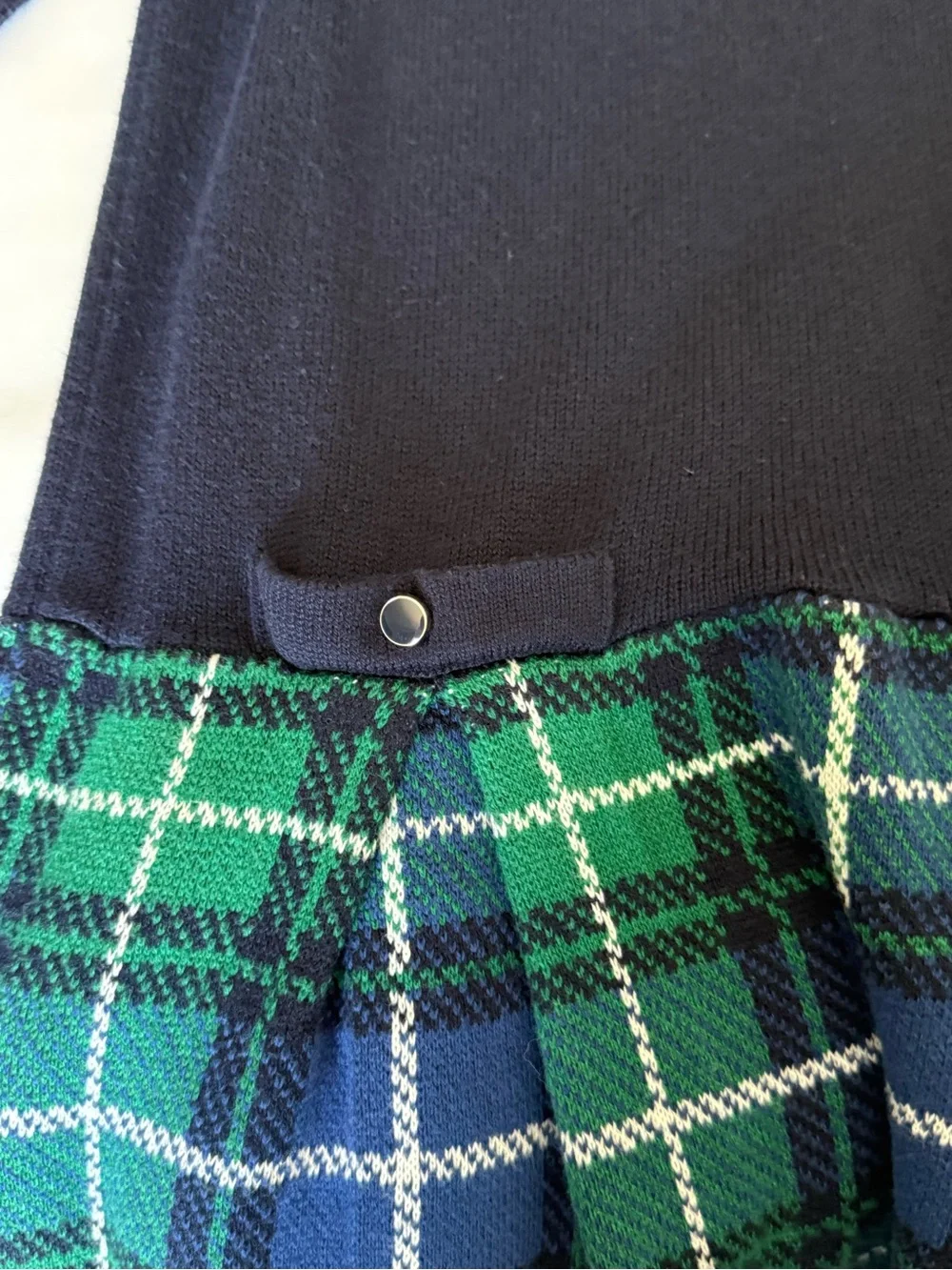 Janie and Jack Navy Knit Bodice with Green & Blue Plaid Skirt Dress
